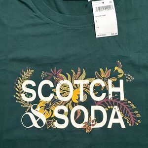 Scotch & Soda Teal Tee with Floral Design